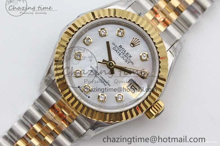 MiroTime 0105 Datejust 28mm 279179 SS YG TWF Best Edition White Diamonds Markers Dial on SS YG Jubilee Bracelet NH SunProtective 2144